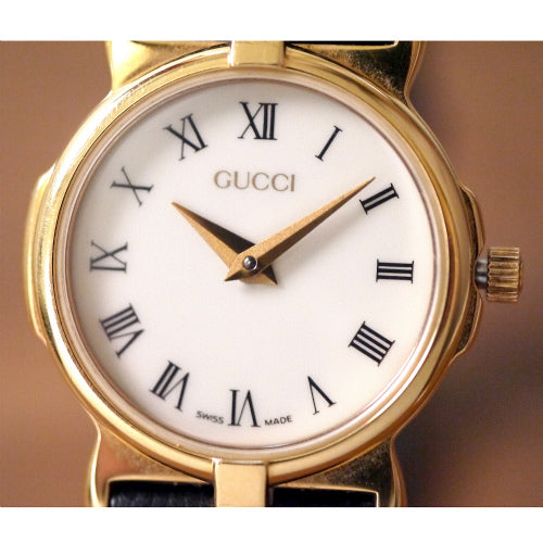 OLD Gucci ギリシャ数字 腕時計(リザード /黒)