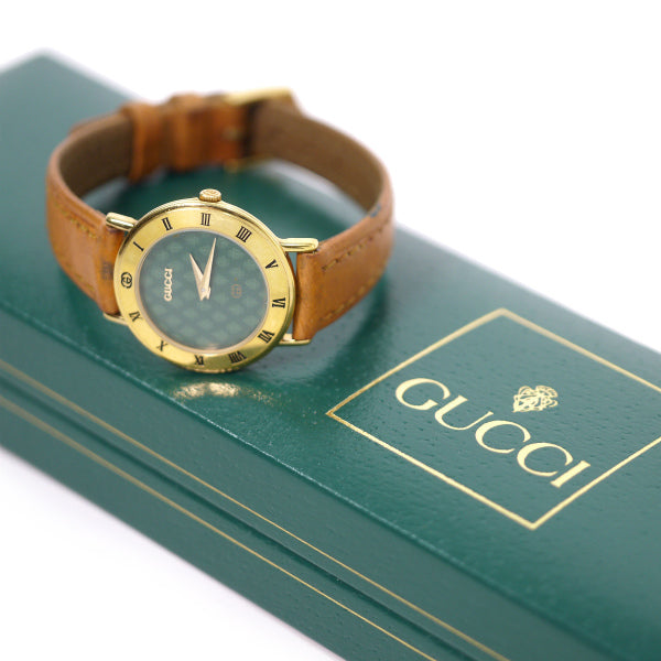 OLD Gucci レア!!総クレスト柄 腕時計(キャメル)