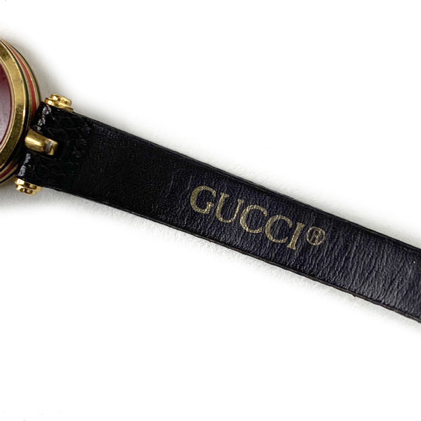 OLD Gucci サイドシェリーミニ腕時計(リザード/濃茶)