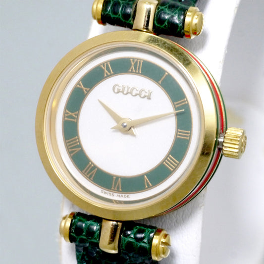 OLD Gucci サイドシェリーミニ腕時計(グリーン)