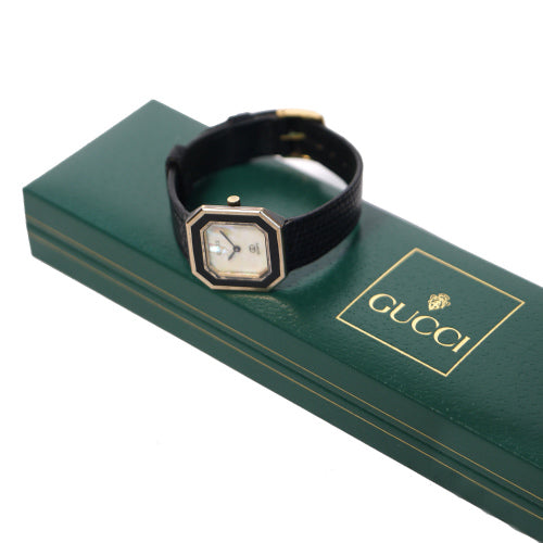 OLD Gucci シェル金・黒コンビカラー腕時計