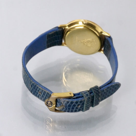 OLD Gucci レア!!ギリシャ数字 シェリー腕時計(リザード・青)