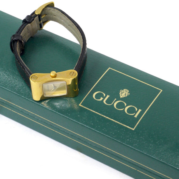 OLD Gucci スクエア型ゴールド腕時計(濃茶)