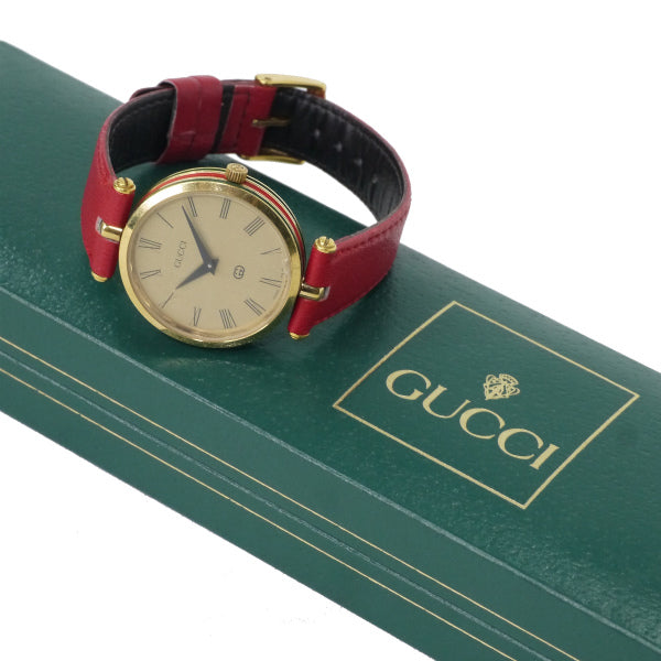 OLD Gucci サイドシェリービッグフェイス腕時計(赤)