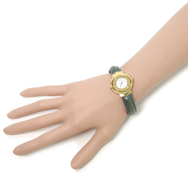 OLD Gucci 回転式バングルウォッチ(リザード/青)