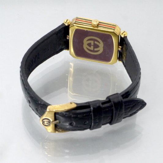 OLD Gucci スクエアシェリー腕時計(黒/クロコ)