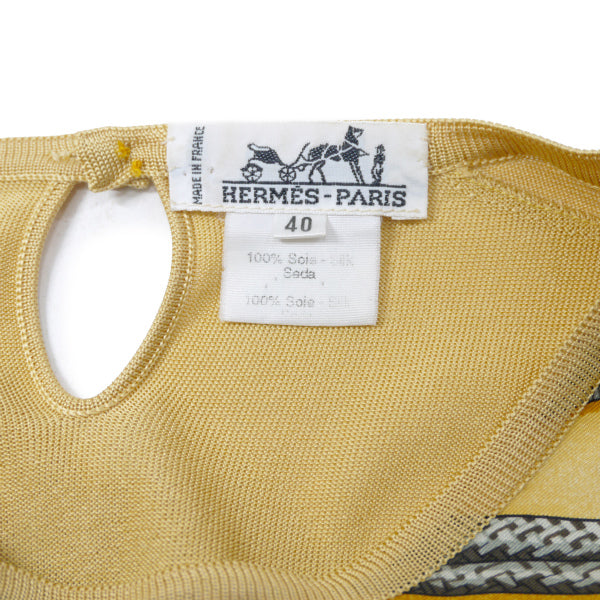 HERMES シルク スカーフ柄 ニット(黄)