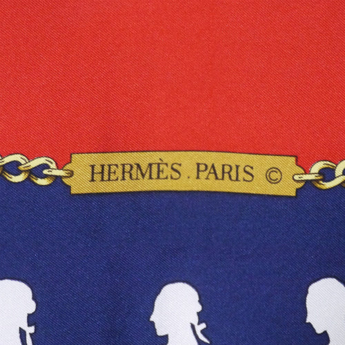 HERMES 大判カレ スカーフMANEGE (紺×赤)