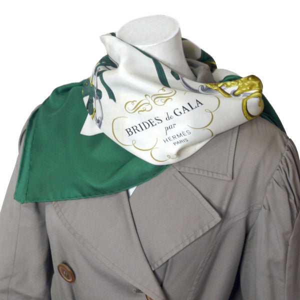 HERMES 大判カレ スカーフBRIDESdeGALA (緑)