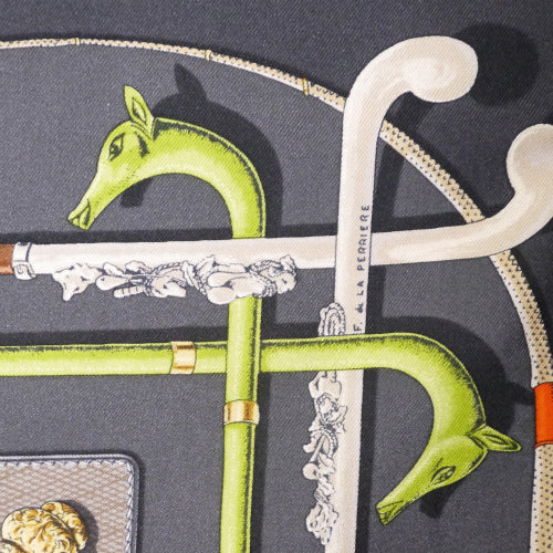 HERMES ミニカレ スカーフ(グレー系)