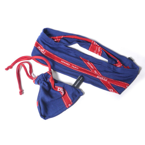 HERMES ヘアバンド(リボン柄 赤×青)