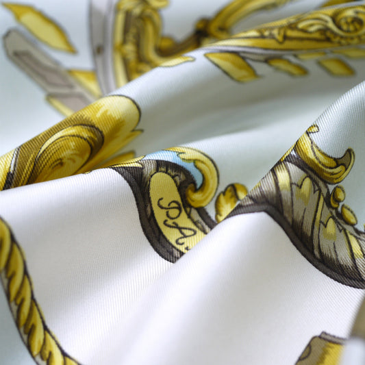 HERMES 大判カレ スカーフ車輪柄(サックスブルー)