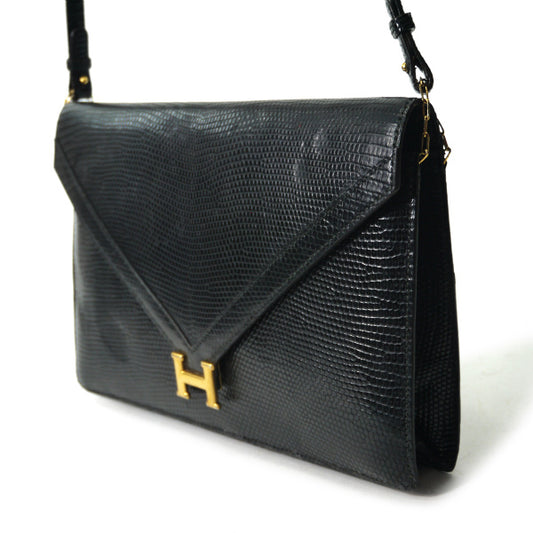 HERMESリディ70sリザードショルダーバッグ(黒)