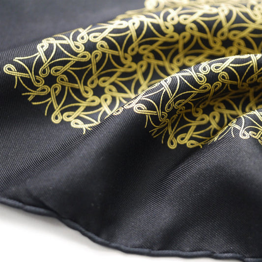 HERMES ミニカレ 総柄スカーフ(黒系)