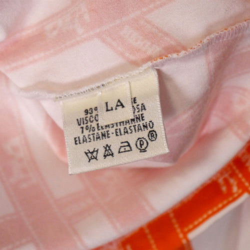 HERMES 長袖リボン柄カットソー(白×オレンジ)