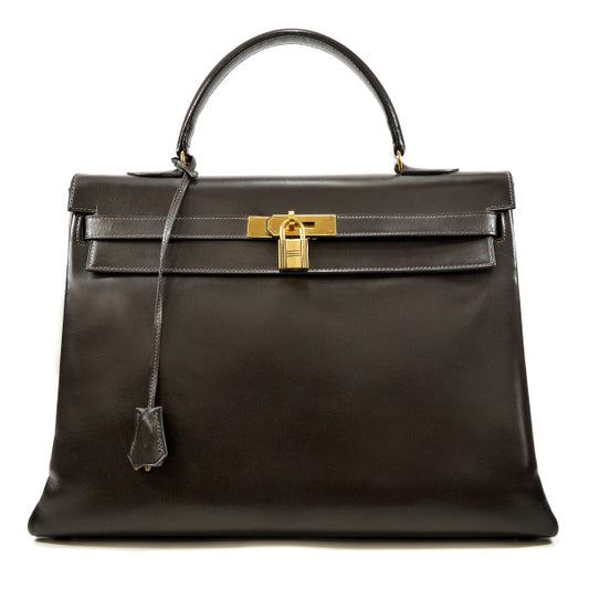 HERMES ケリー73s 35 ボックスカーフ(ショコラ)