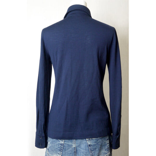 HERMES ベルギー製vintage長袖シャツ(紺)