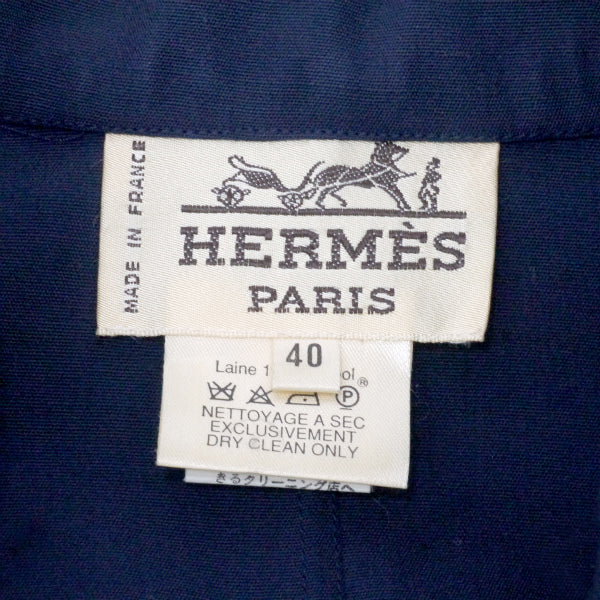 HERMES バックダーツvintage長袖シャツ(紺)