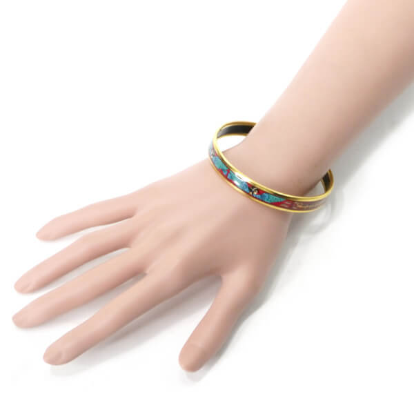 HERMES 人魚柄 エマイユPMバングル(赤系)