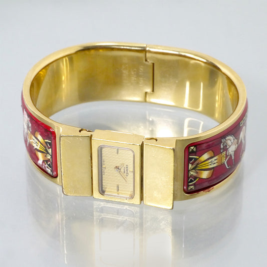 HERMES ロケ エマイユバングルウォッチ(赤系)