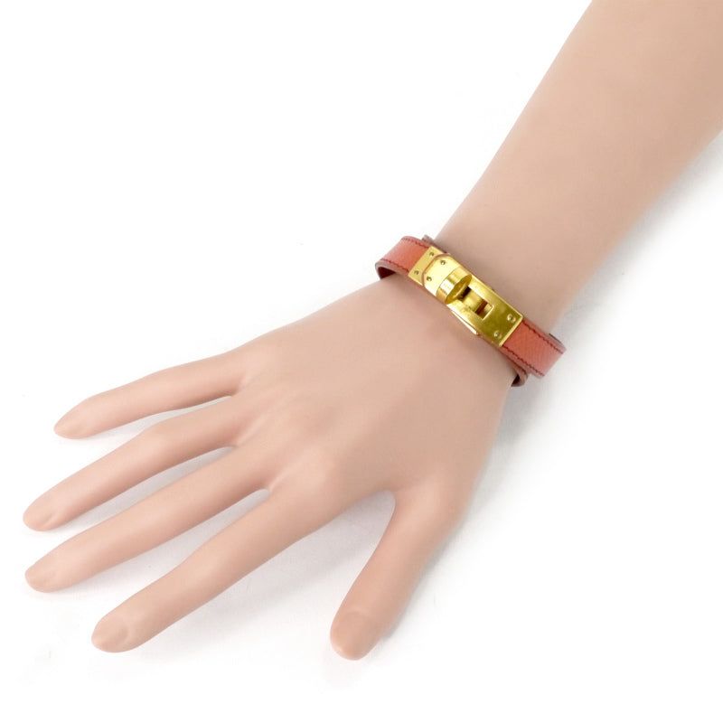 HERMES ケリー レザーブレスレット ドゥブルトゥール(オレンジブラウン)