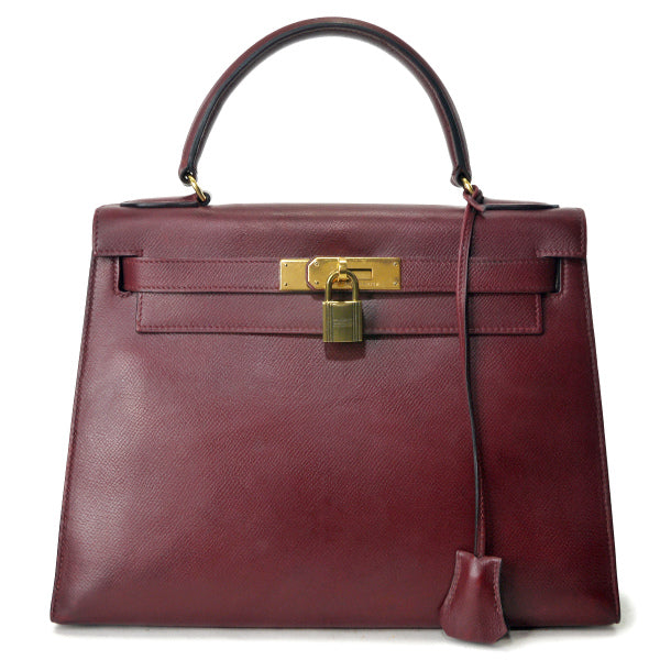 HERMES ヴィンテージケリー28 内縫い ボックスカーフ（ルージュ