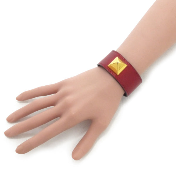 HERMES メドール レザーブレスレット(レッド)