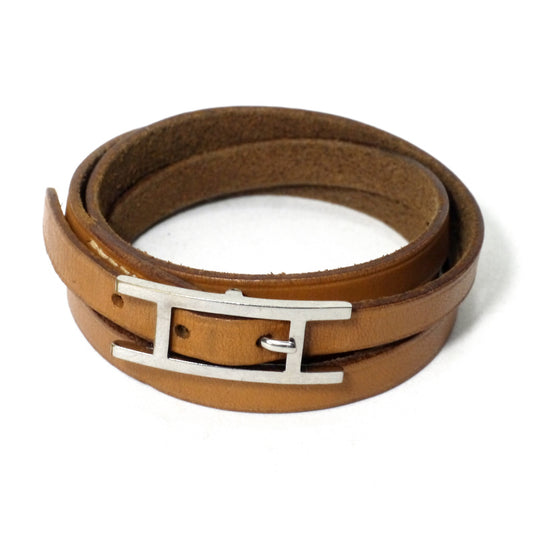 HERMES アピ3 レザーチョーカー ロングブレス(明茶/箱付き)