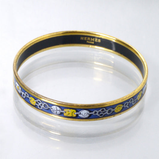 HERMES チェーン柄 エマイユPMバングル(青系)