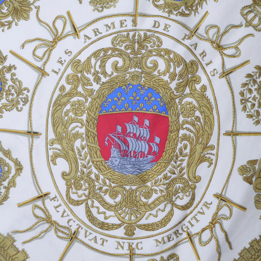 HERMES 大判カレ90スカーフ Les Armes de Paris(緑系/パリの紋章)