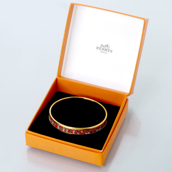 HERMES アニマル柄エマイユPMバングル(赤系)
