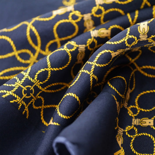 HERMES ミニカレ ロープベルト柄スカーフ(黒系)