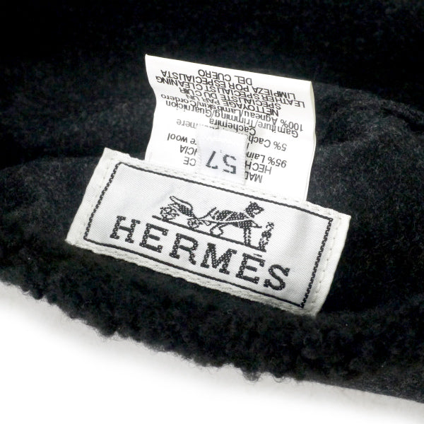 HERMES ウールカシミヤベレー帽(ダークグレー)