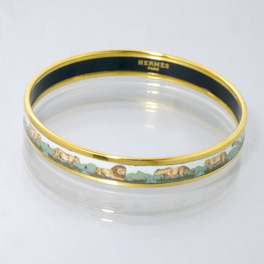 HERMES ライオン柄 エマイユPMバングル(ミント系)