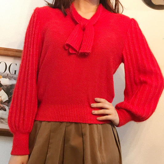 Christian Dior 赤リボンニット