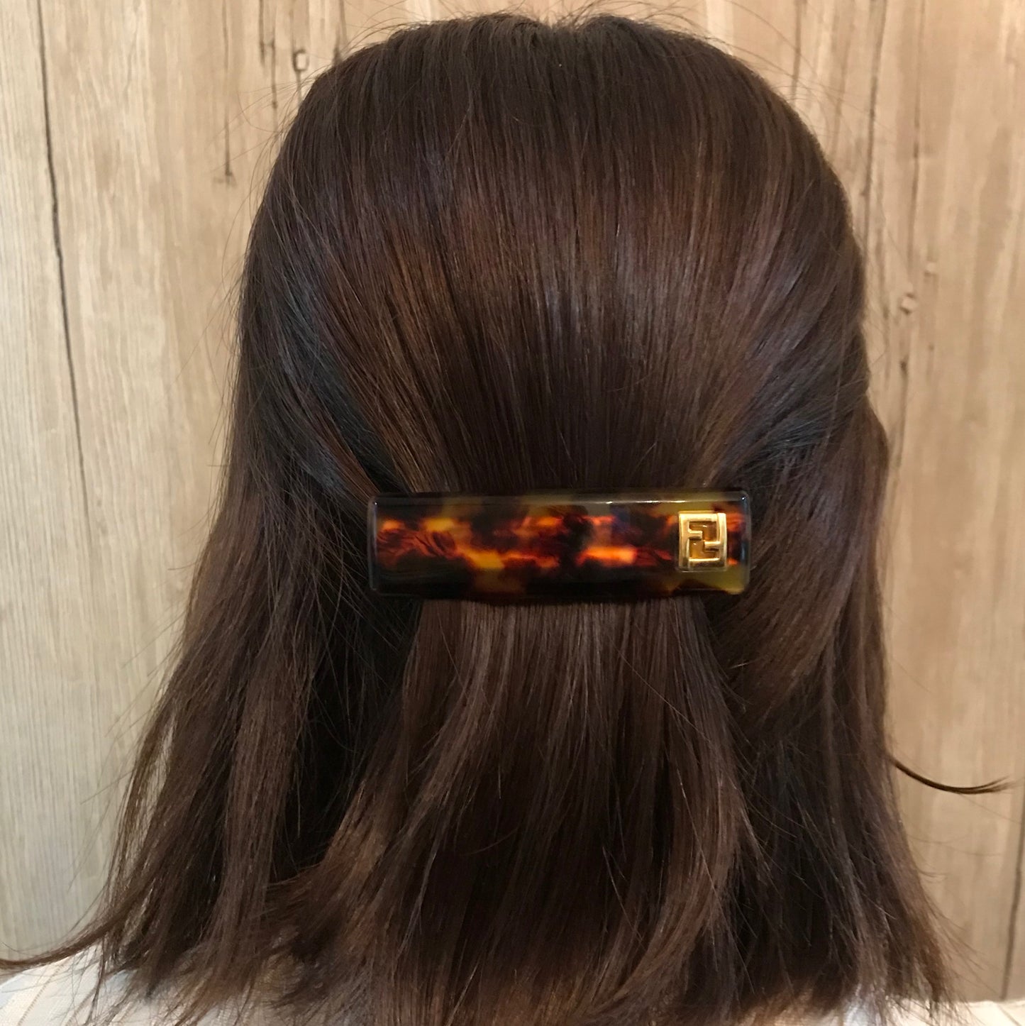 Fendi ズッカ×べっ甲調バレッタ(茶)