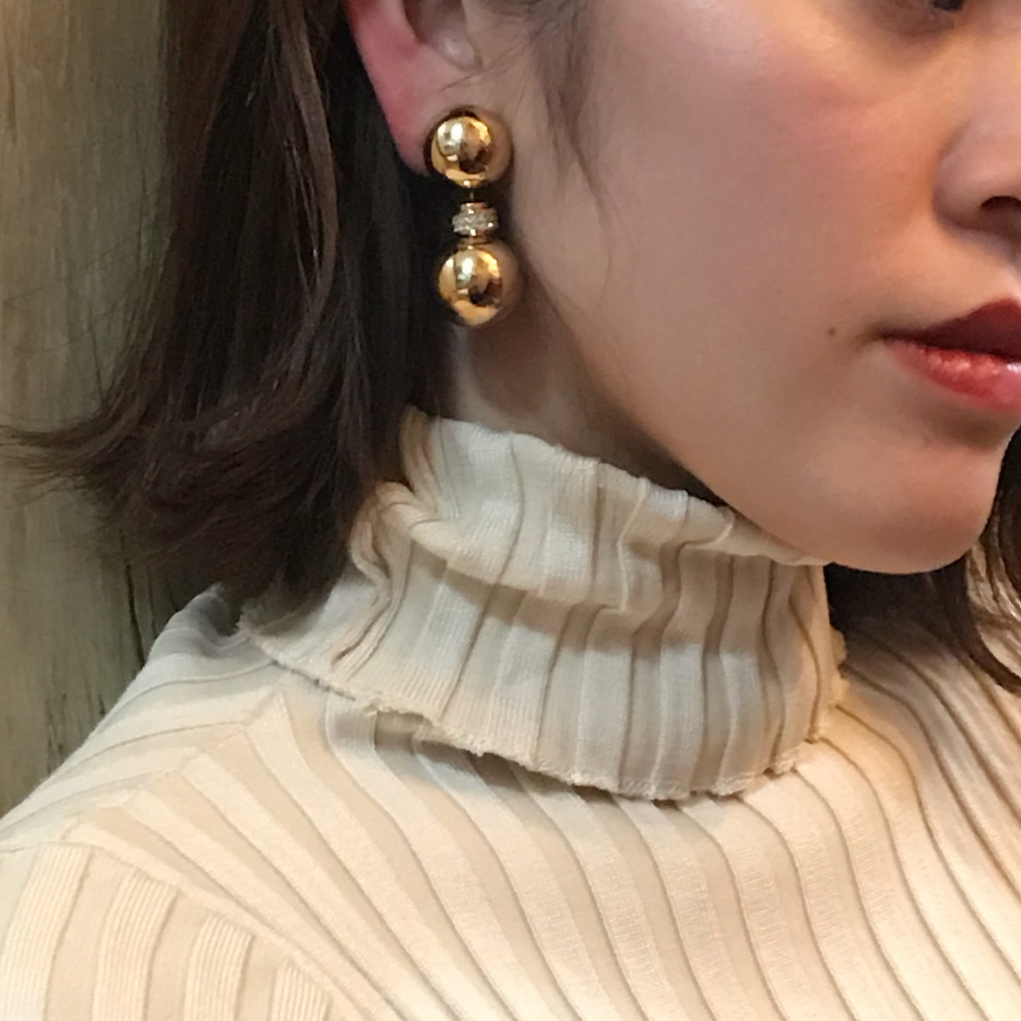 Vintage C.Dior ゴールドボール イヤリング