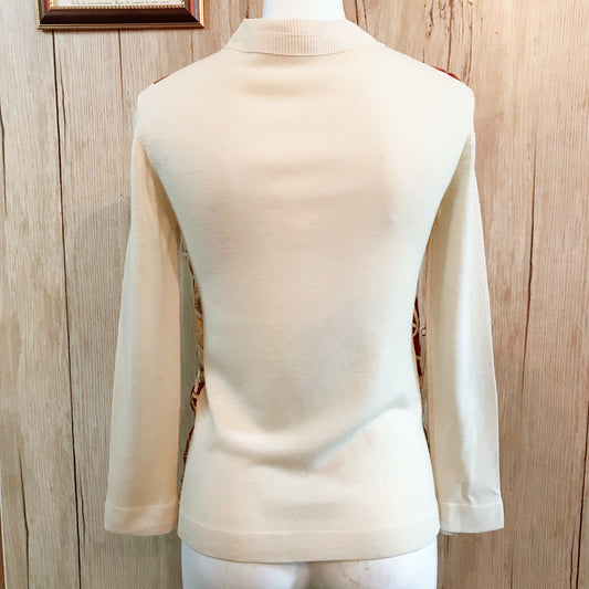 HERMES シルク スカーフ柄 カーディガン(赤×白)