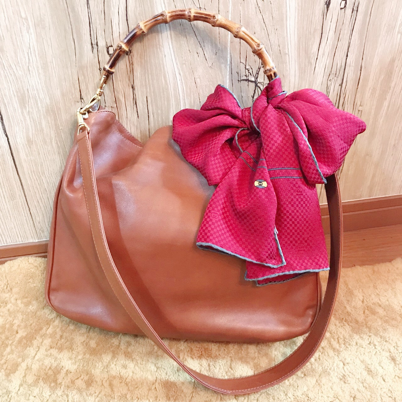 OLD Gucci 80sアクセコ シルクストール(赤)