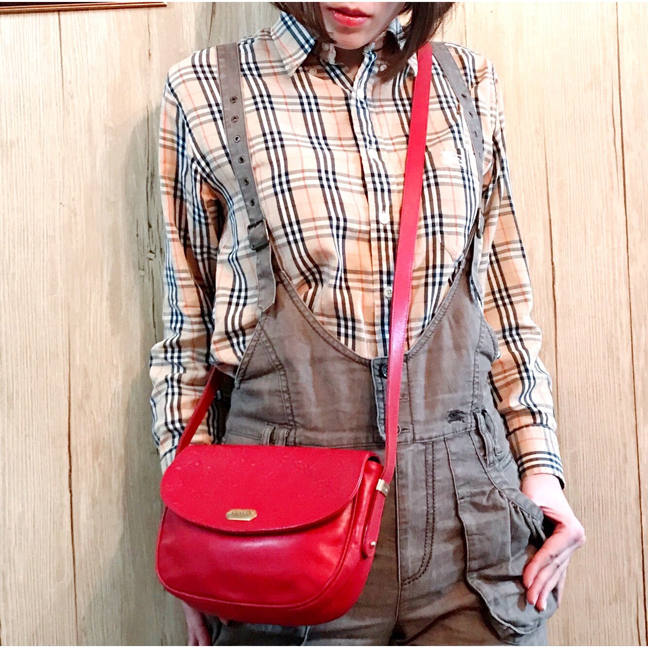 Lanvin クロコ型押しポシェットショルダー(赤)