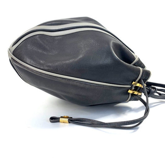 OLD Gucci デザインライン巾着ショルダー(グレー)