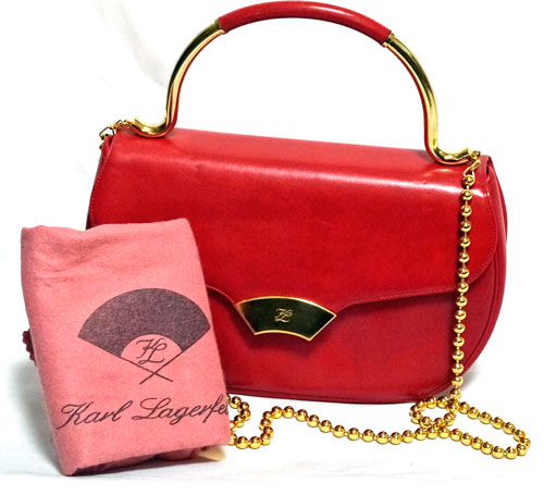 Karl Lagerfeld 赤 総皮マドモアゼルバッグ