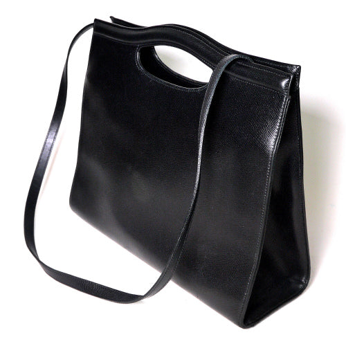 LONG CHAMP 総革2wayブリーフバッグ(黒)