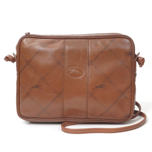 Longchamp 総革斜め掛けショルダー(茶)