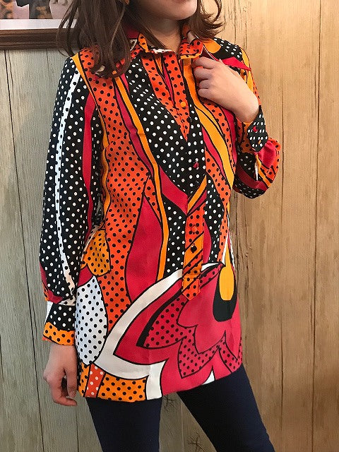 LANVIN レトロアートフラワーVintageワンピ