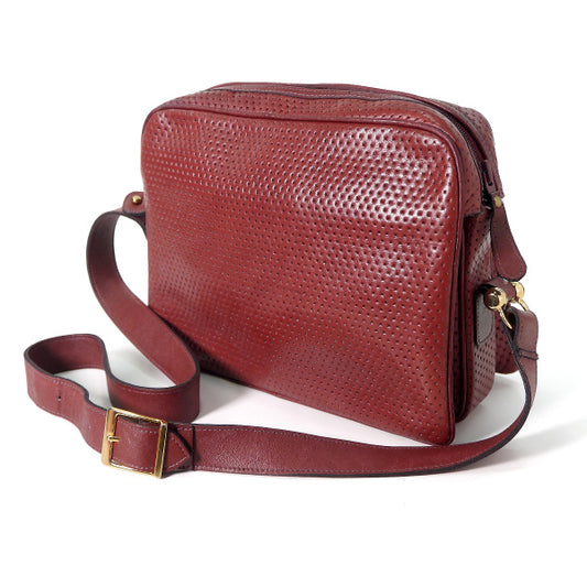 Lanvin 総革パンチングショルダーバッグ(赤)