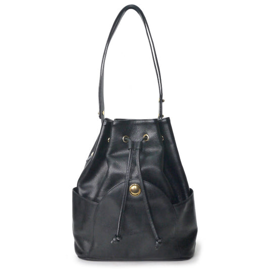 LANVIN 型押しレザー巾着2WAYショルダー(黒)