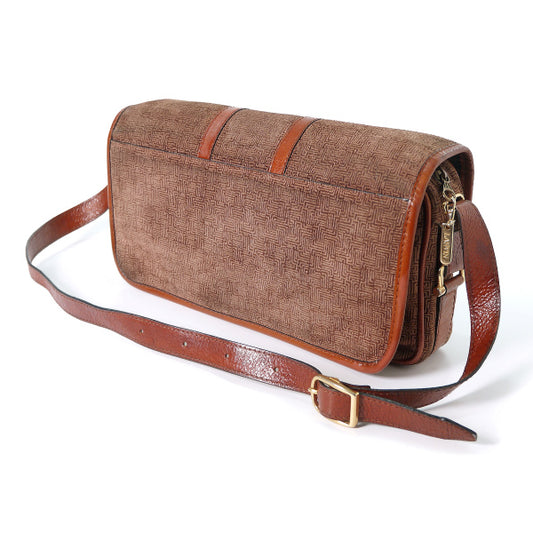 Lanvin ロゴ幾何学模様スエードワンショルダー(茶)