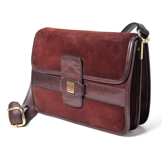 Lanvin アコーディオンショルダーバッグ(スエード/ワイン)