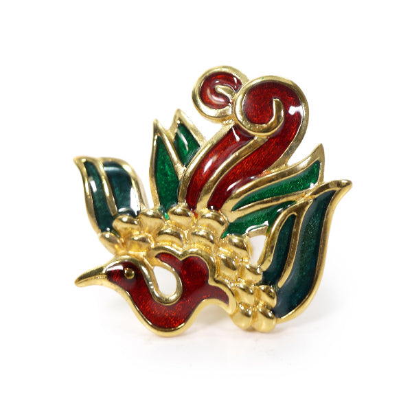 LANVIN バード イヤリング&ネックレス セット(ゴールド×赤×緑)